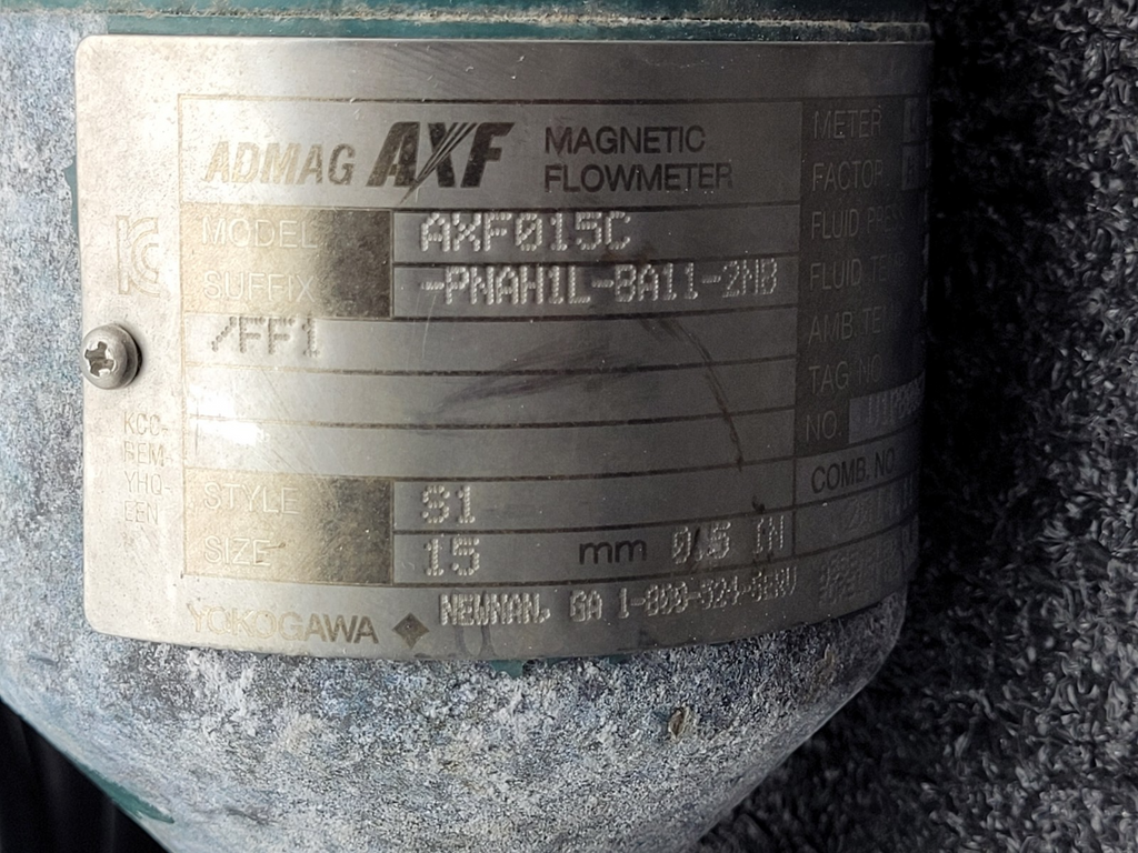 YOKOGAWA ADMAG AXF Magnetic Flowmeter AXF015C 15MM 1/2" 2014 Flange Mount S1