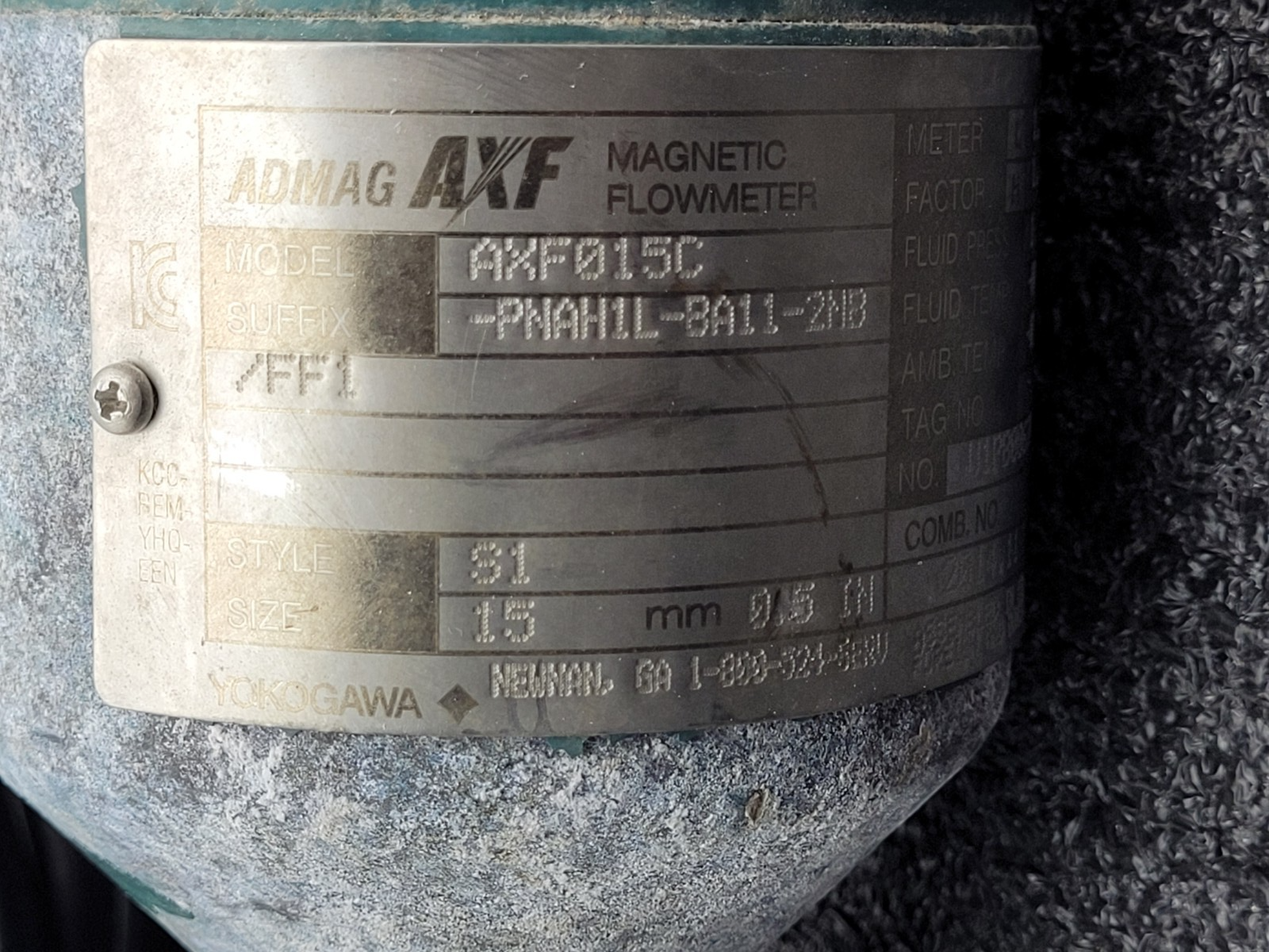 YOKOGAWA ADMAG AXF Magnetic Flowmeter AXF015C 15MM 1/2" 2014 Flange Mount S1