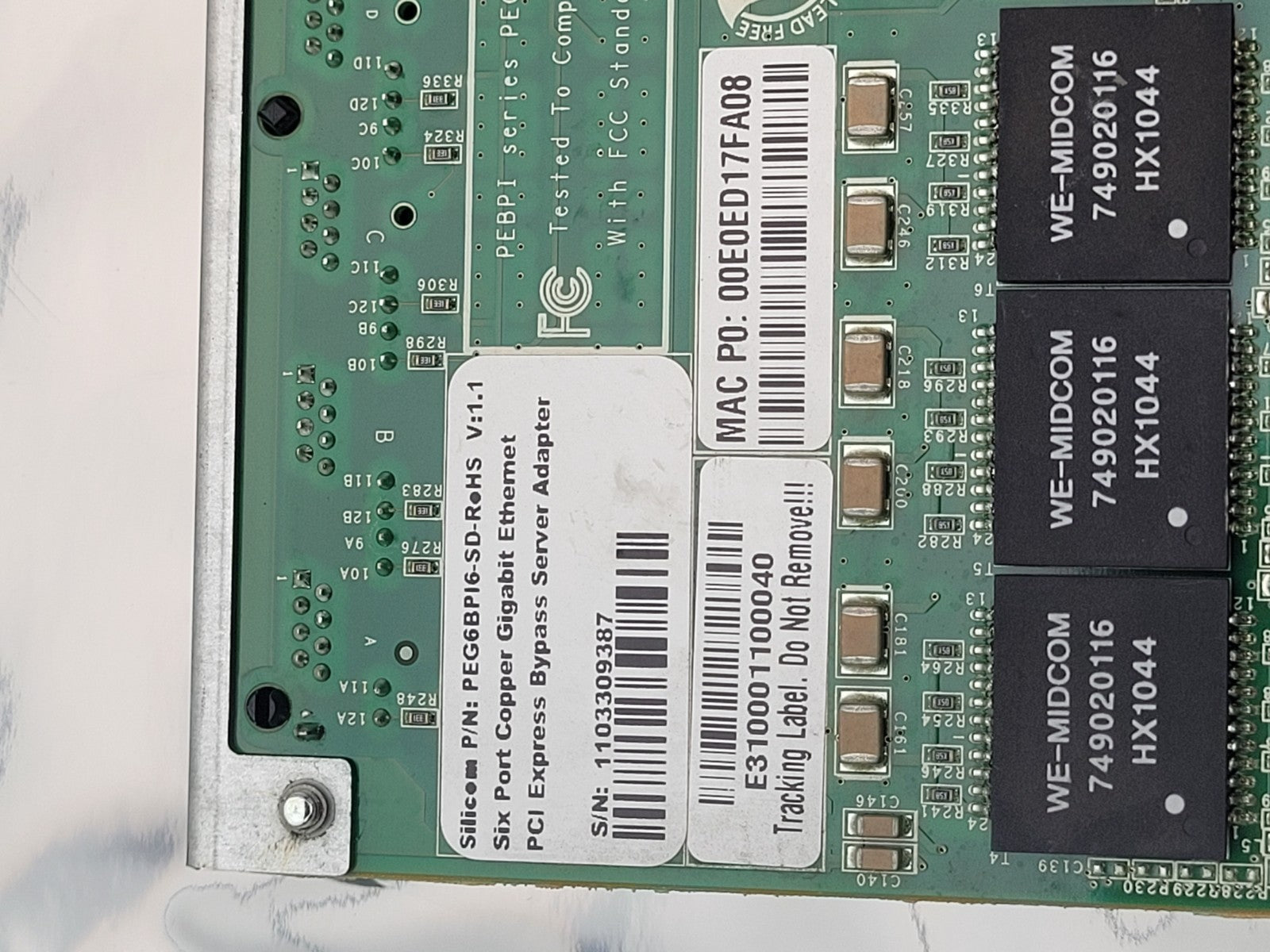 2x Silicom PEG6BPI6-SD-RoHS SIX Port Gigabit Ethernet PCIe x8 Bypass Server Card