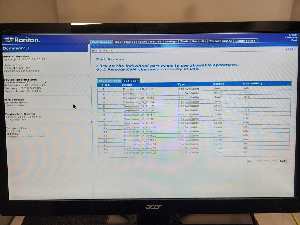 Raritan DLX-216V3-AD 16-port Dominion LX-216 Rackmount KVM Switch Tested Working