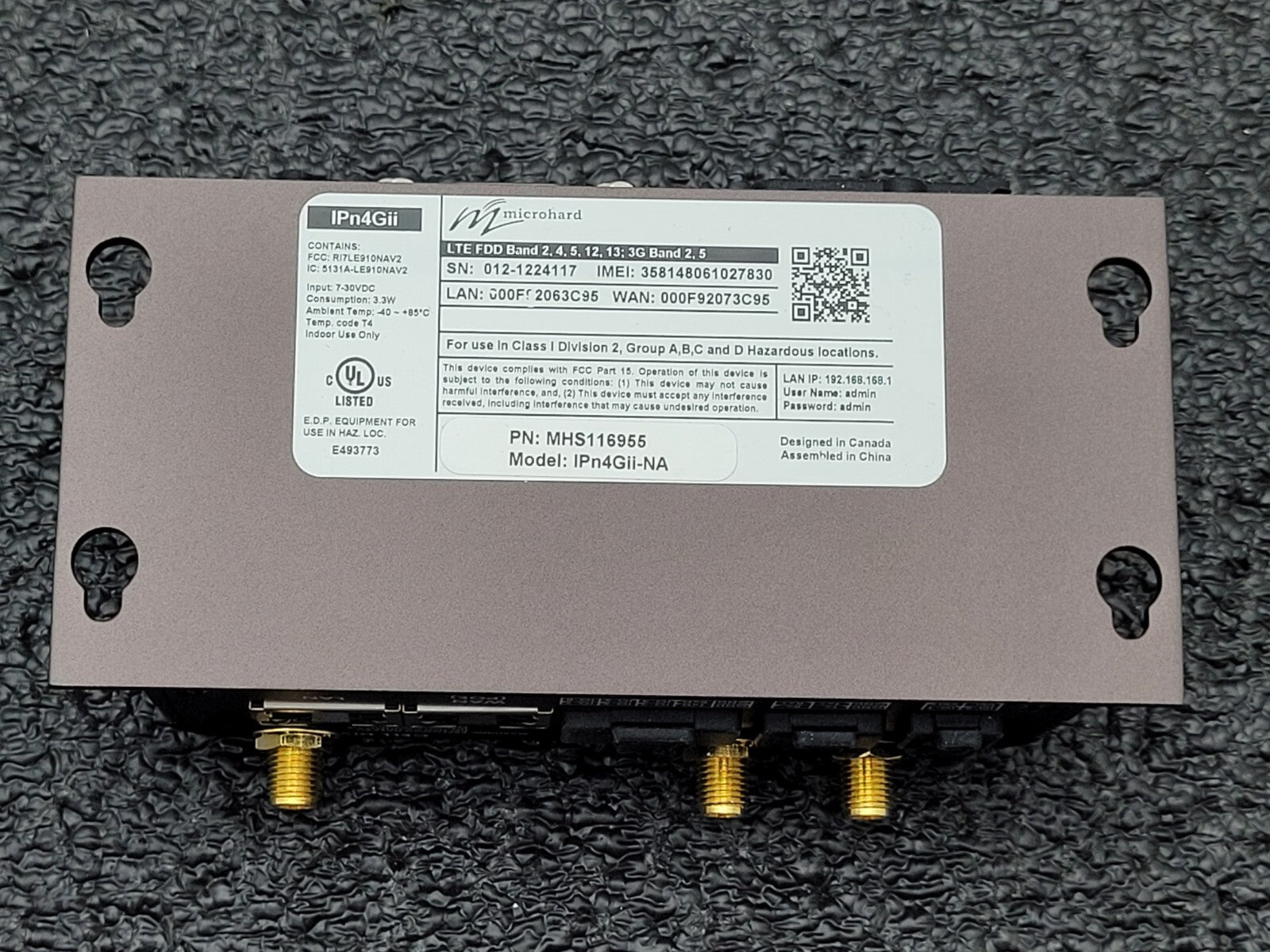 Microhard IPn4Gii-NA 4G LTE Dual SIM Dual Ethernet Serial USB Gateway POE