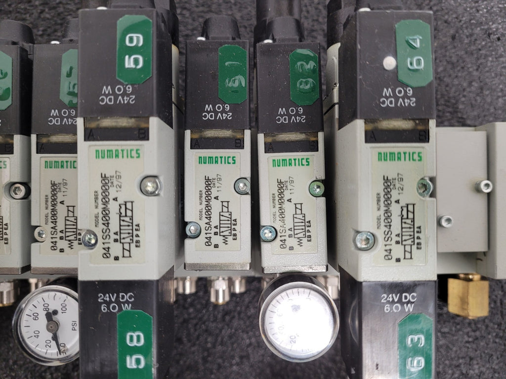 Numatics 8x Valve Solenoid 041SA400M0000F 6x Regulated Pneumatic Manifold N3