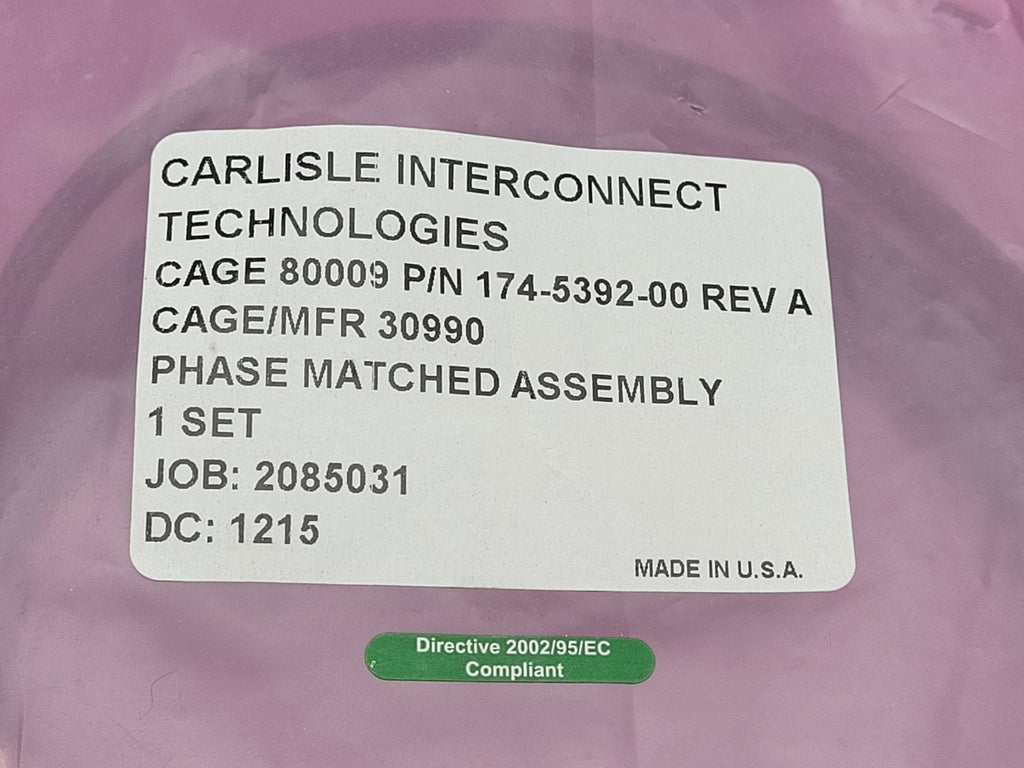 CARLISLE INTERCONNECT TECHNOLOGIES 174-5392-00 REV A PHASE MATCHED ASSEMBLY