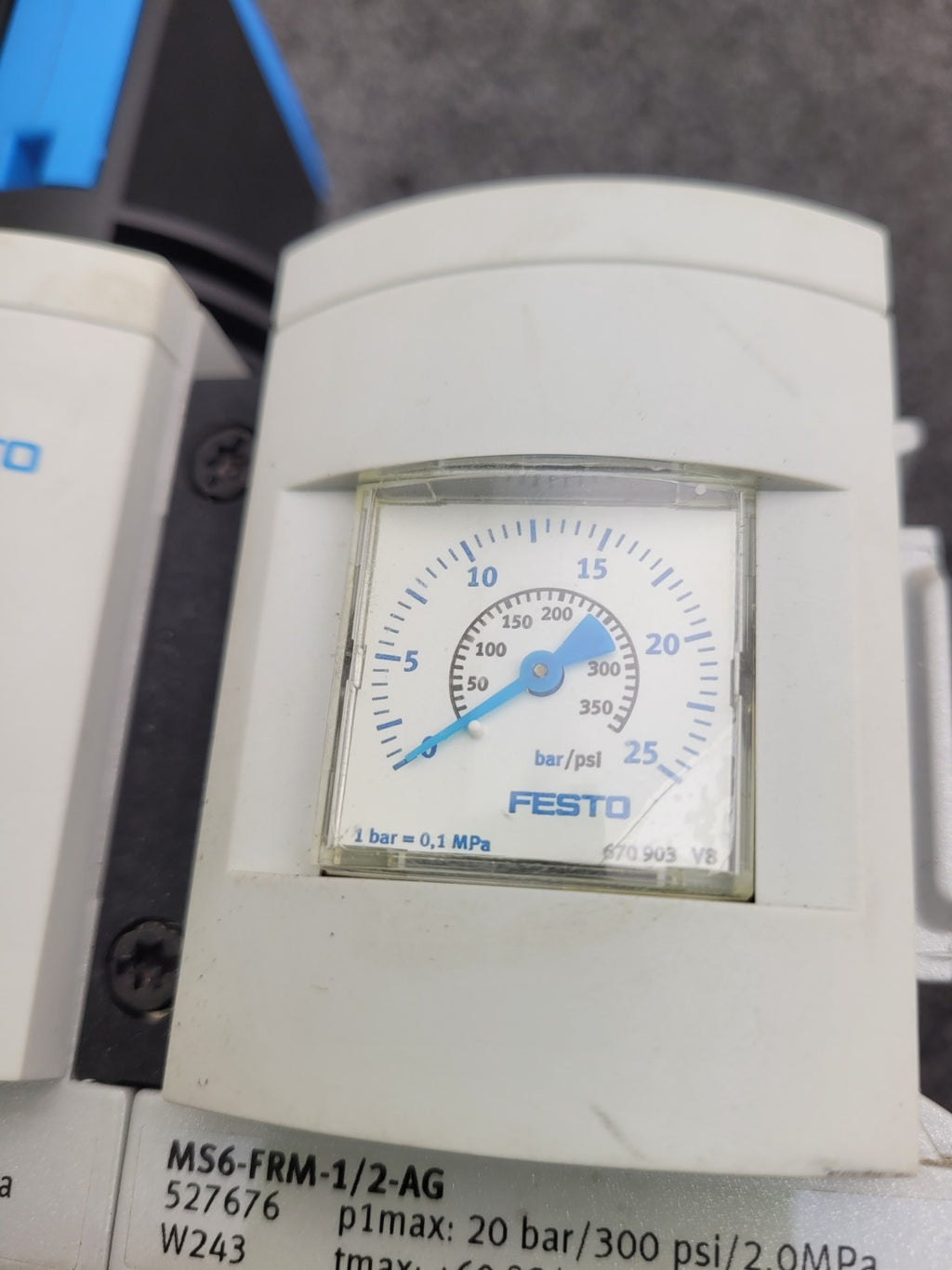 Festo MS6 Manual On/OFF Mechanical Pressure Guage Pneumatic Air Manifold 16mm In