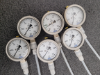 Lot of 6x Stubbe Wika 837-1 MDM 902 G 1/4" DN20 PP PTFE Pressure Guage 0-2.5 BAR