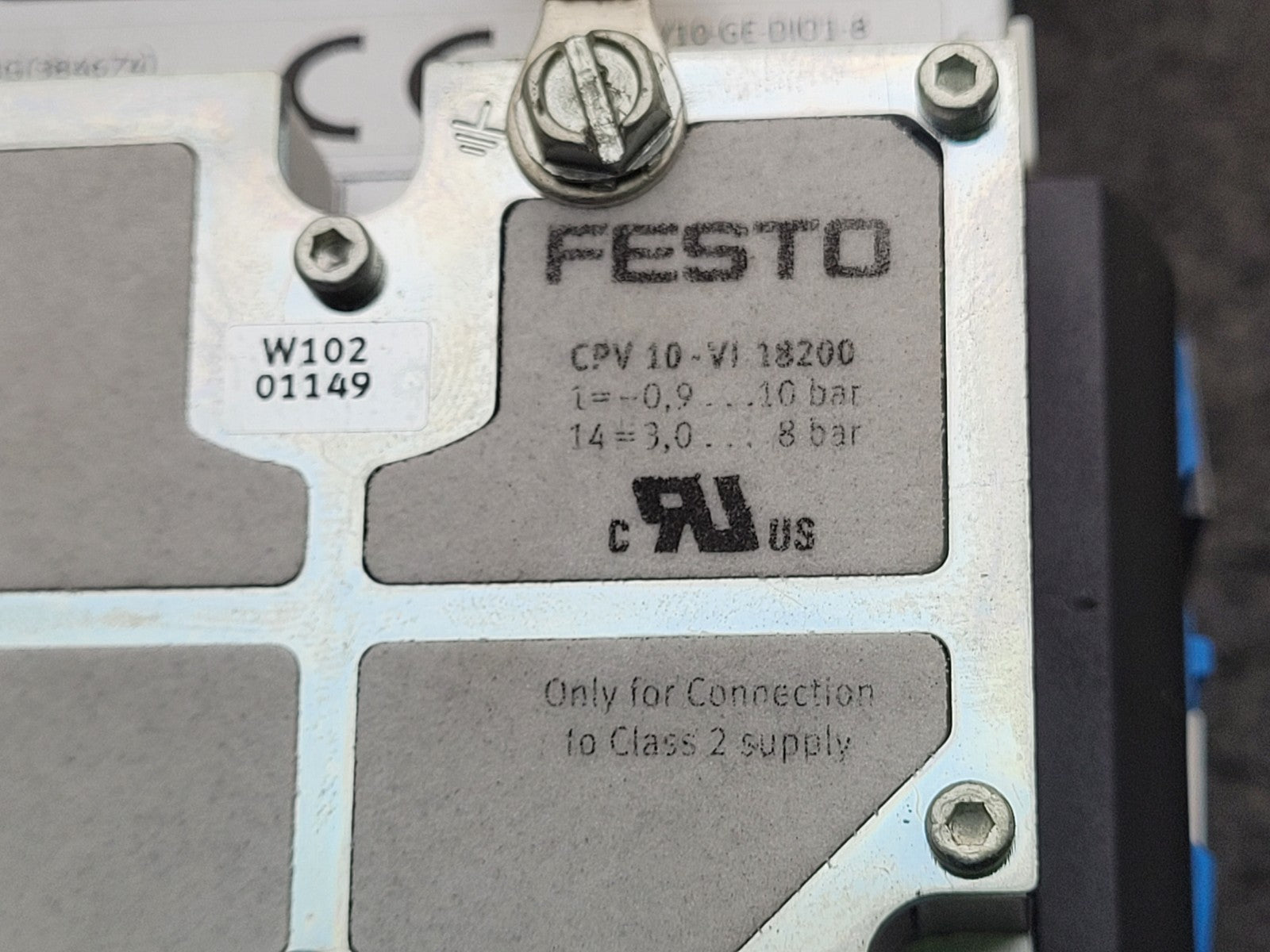FESTO 8 Valve Pnumatic Control Block CPV10-GE-DI01-8 165809 + CPV10-VI 18200