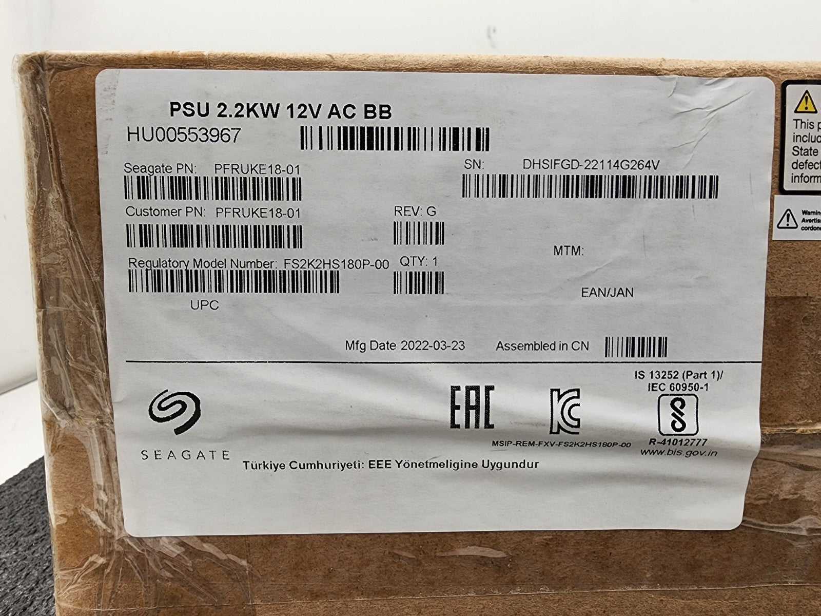 PFRUKE18-01 PSU 2.2KW 12V AC BB Flextronix 5U-84 Power Supply UD-PSU01-2200-AC