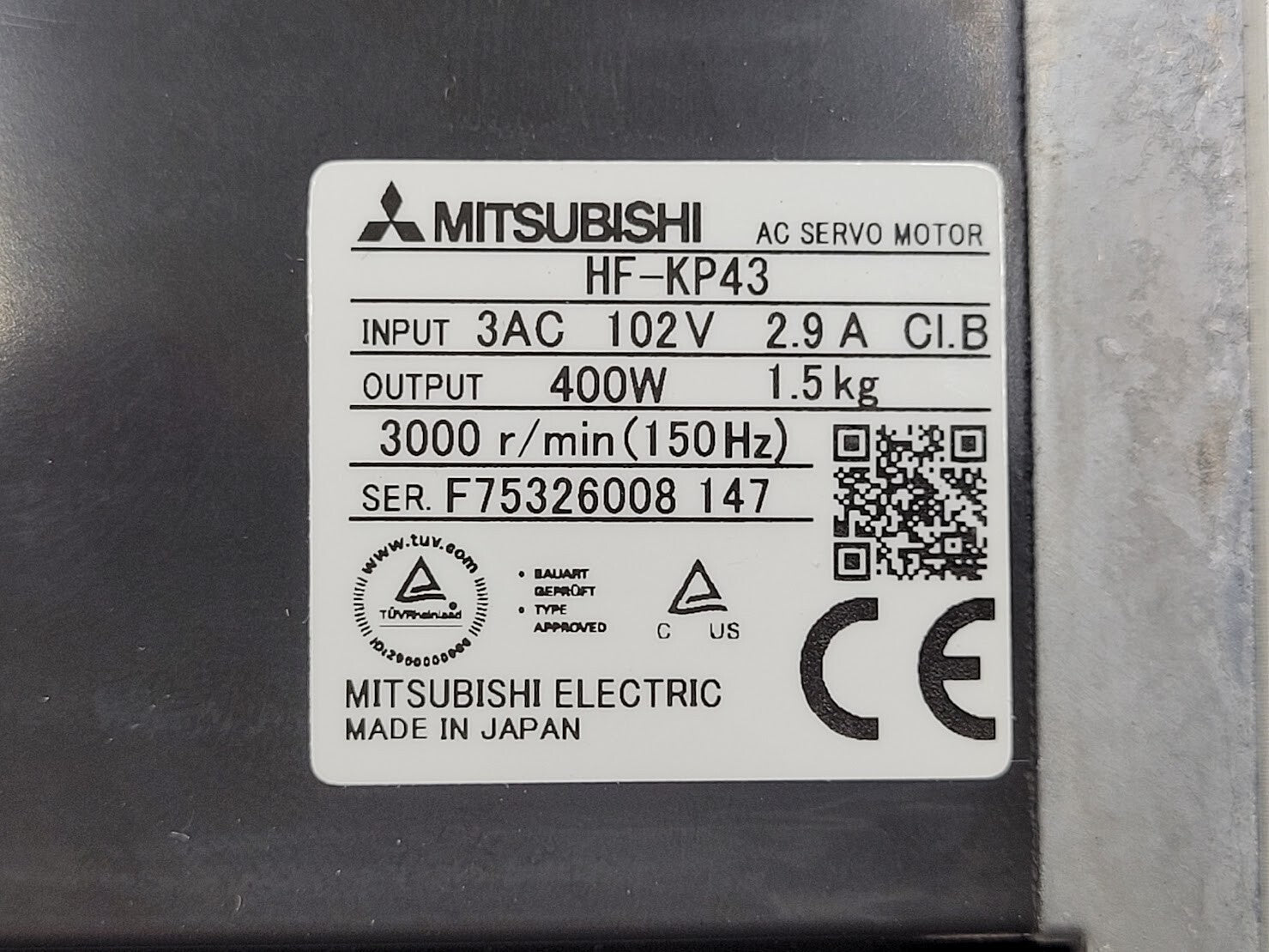 Mitsubishi 400W Servo Drive Amplifier HF-KP43 + MR-J3-40A 400W Servo Motor