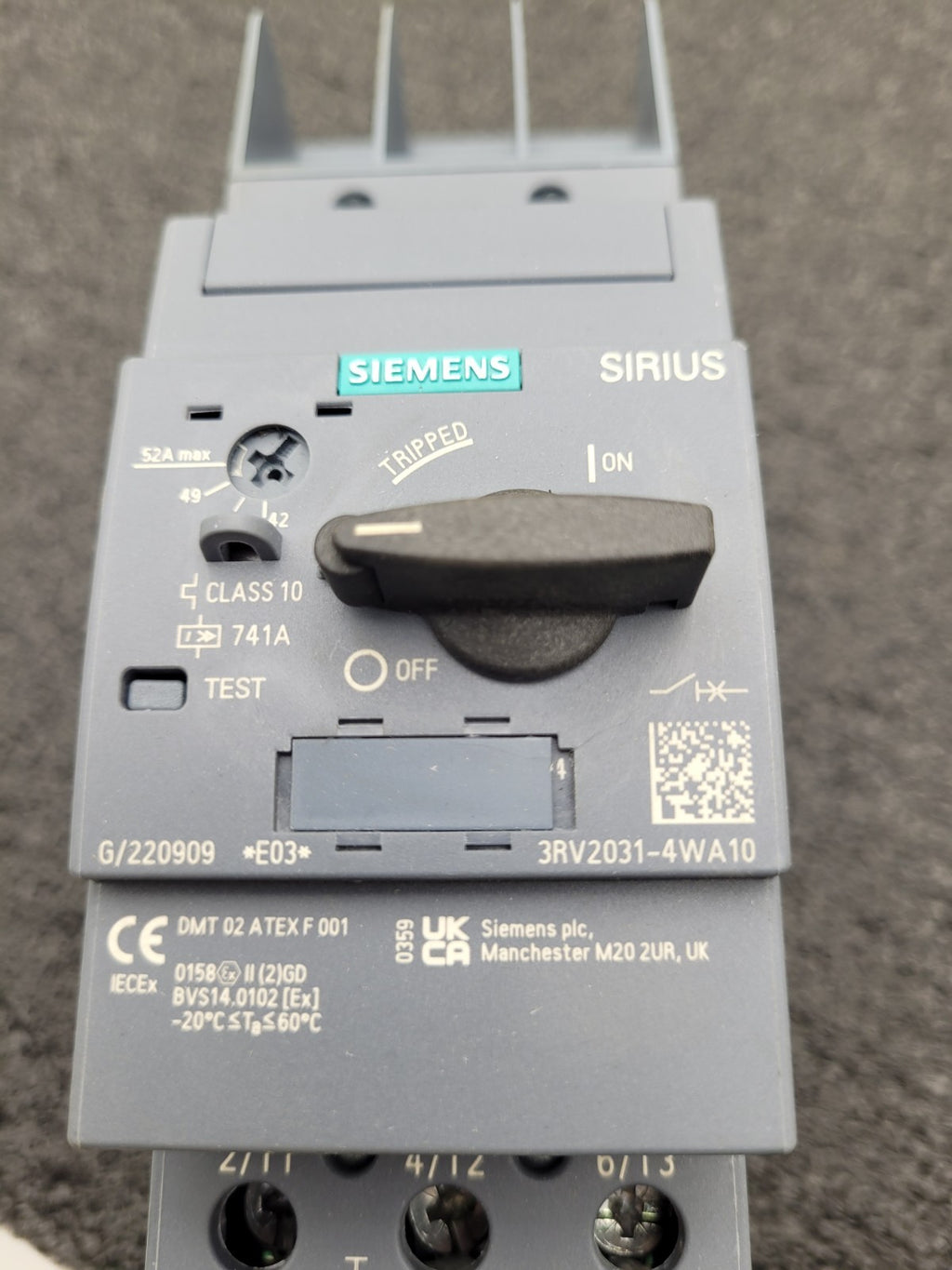 Siemens Sirius 3RV2031-4WA10 Motor Controller Circuit Breaker DIN Rail Mount