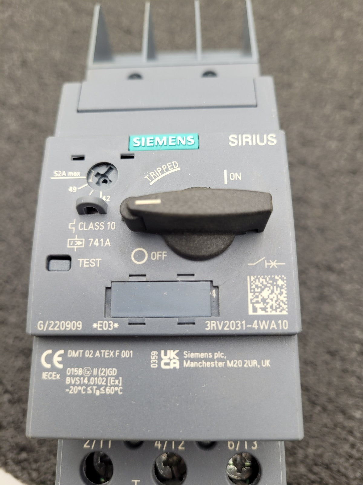Siemens Sirius 3RV2031-4WA10 Motor Controller Circuit Breaker DIN Rail Mount