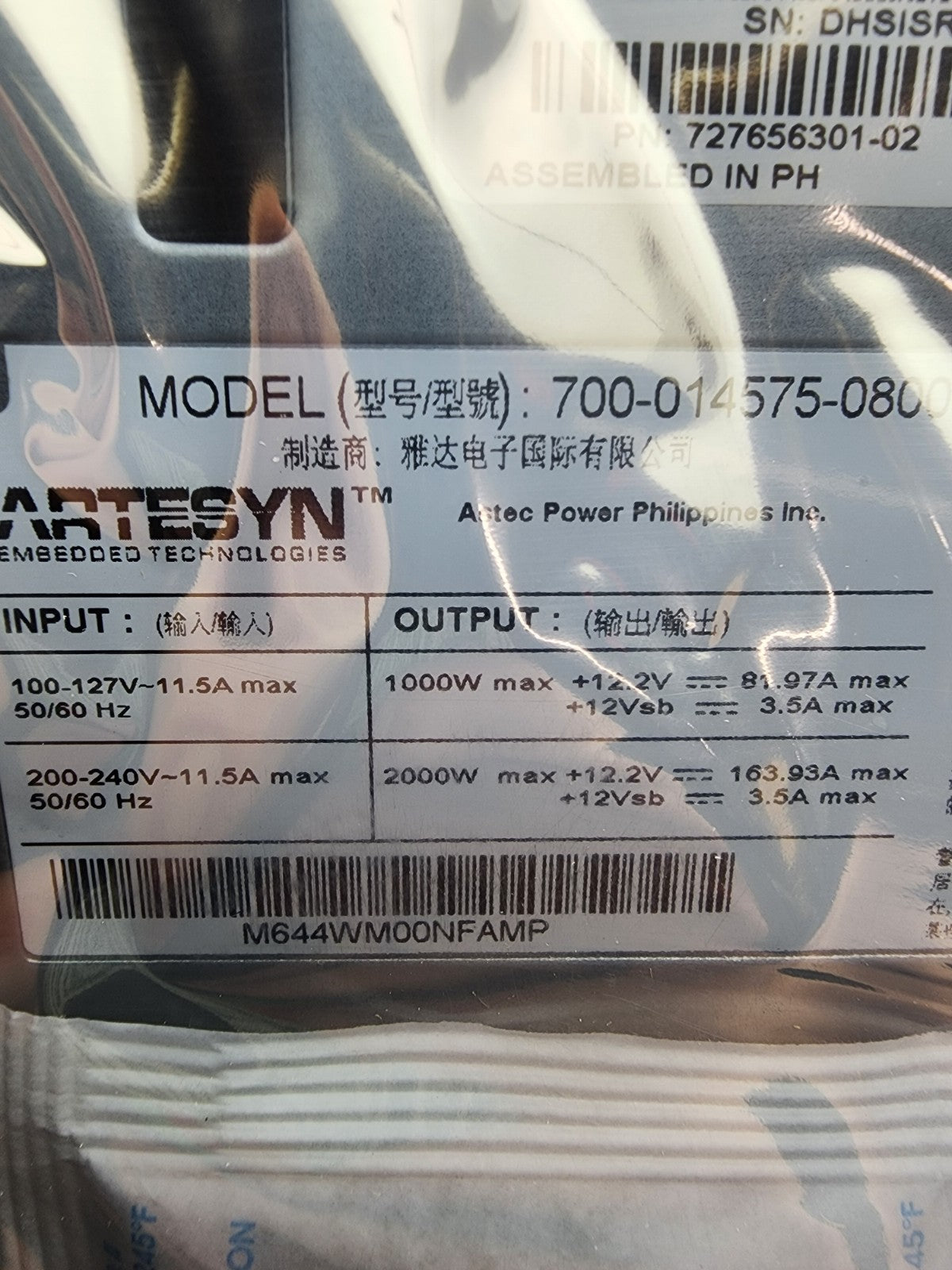 ARTESYN PSU 2KW AC 4U106 700-014575-0800 Hot Swap Server Power Supply 2000W