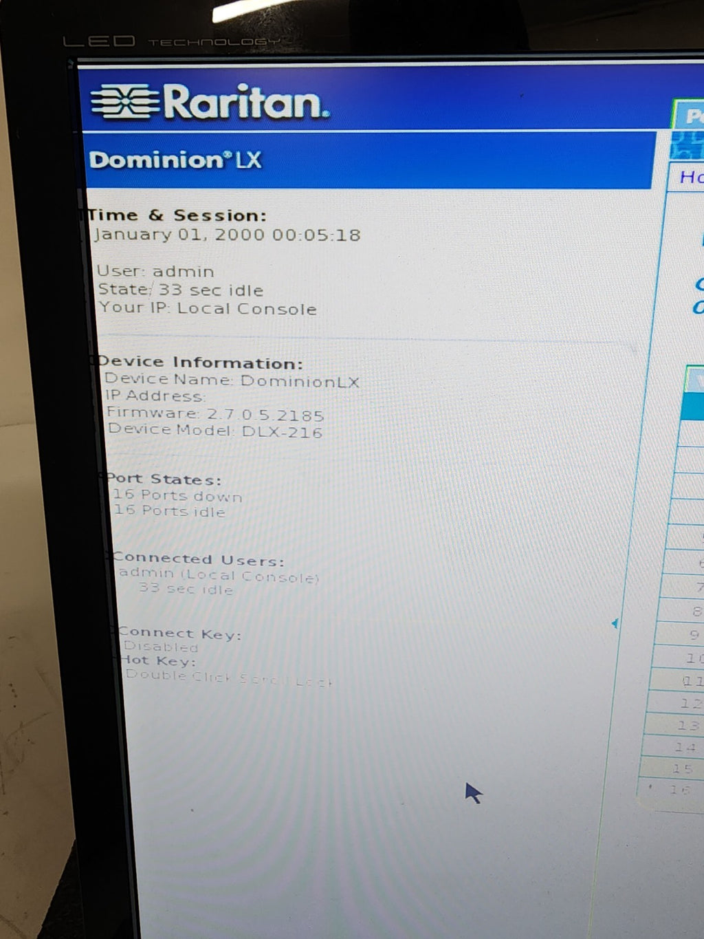 Raritan DLX-216V3-AD 16-port Dominion LX-216 Rackmount KVM Switch Tested Works B