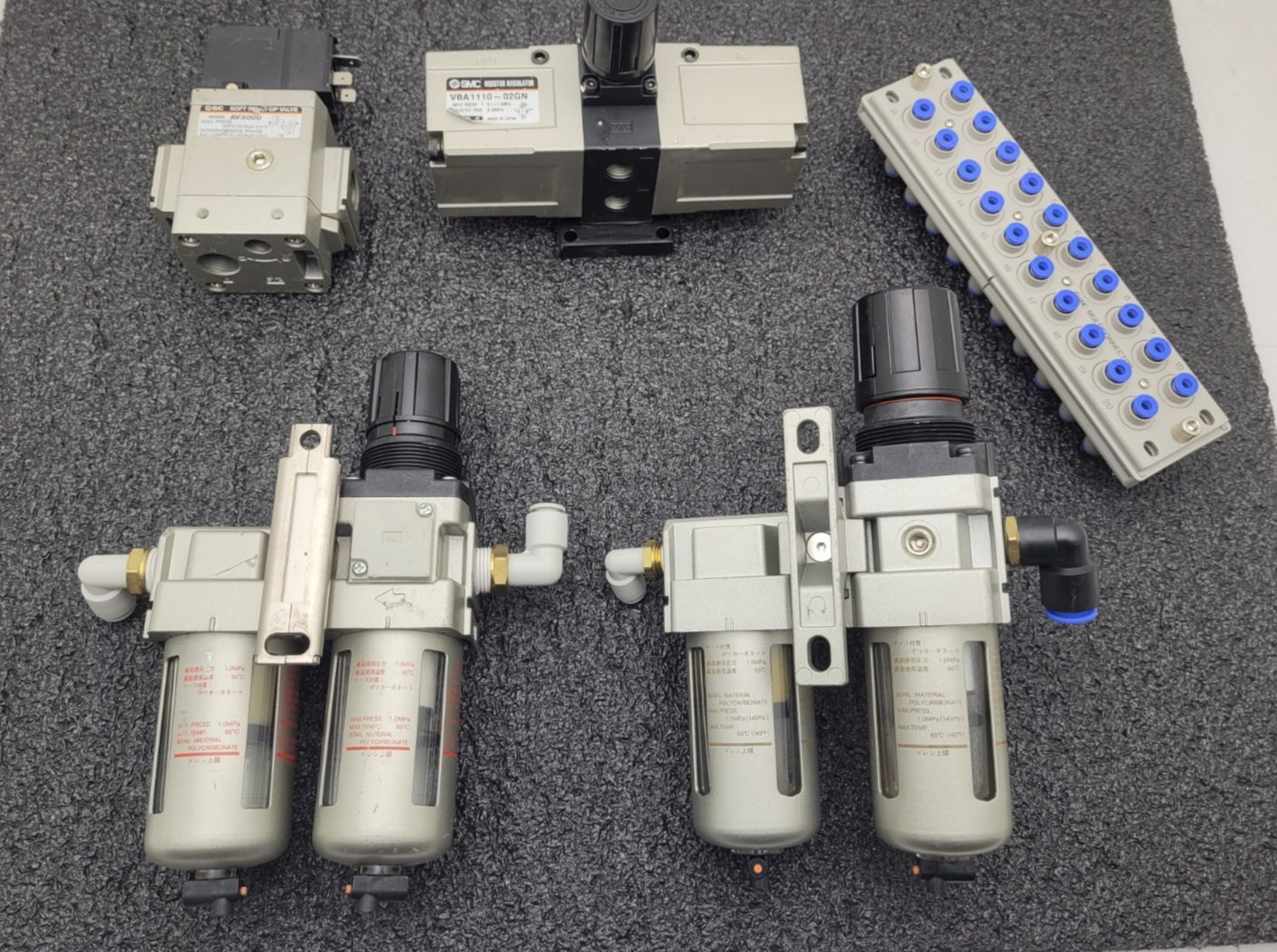 Lot of 5 SMC AFM30-03 Pneumatic Booster, 2x Regulator Solenoid Soft Start Valve