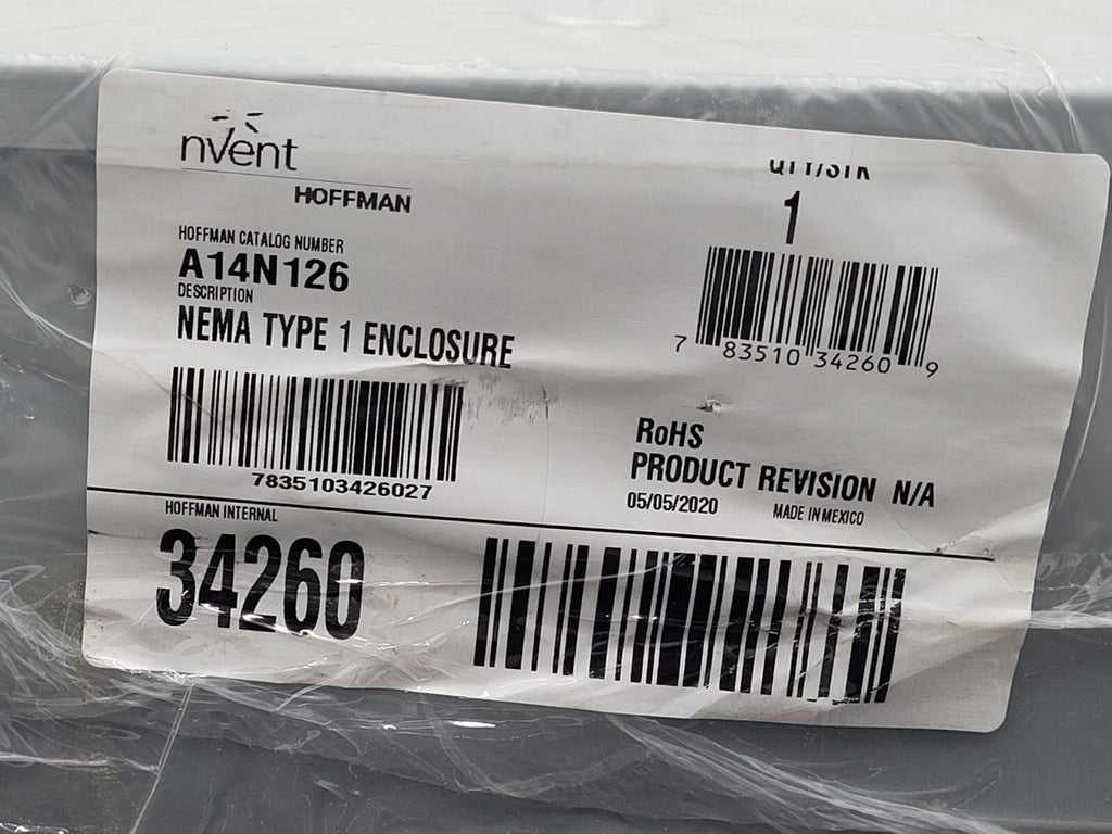 HOFFMAN Nvent A14N126 Metallic Enclosure Grey 14"x12"x6" w/ Hinged Door NEW