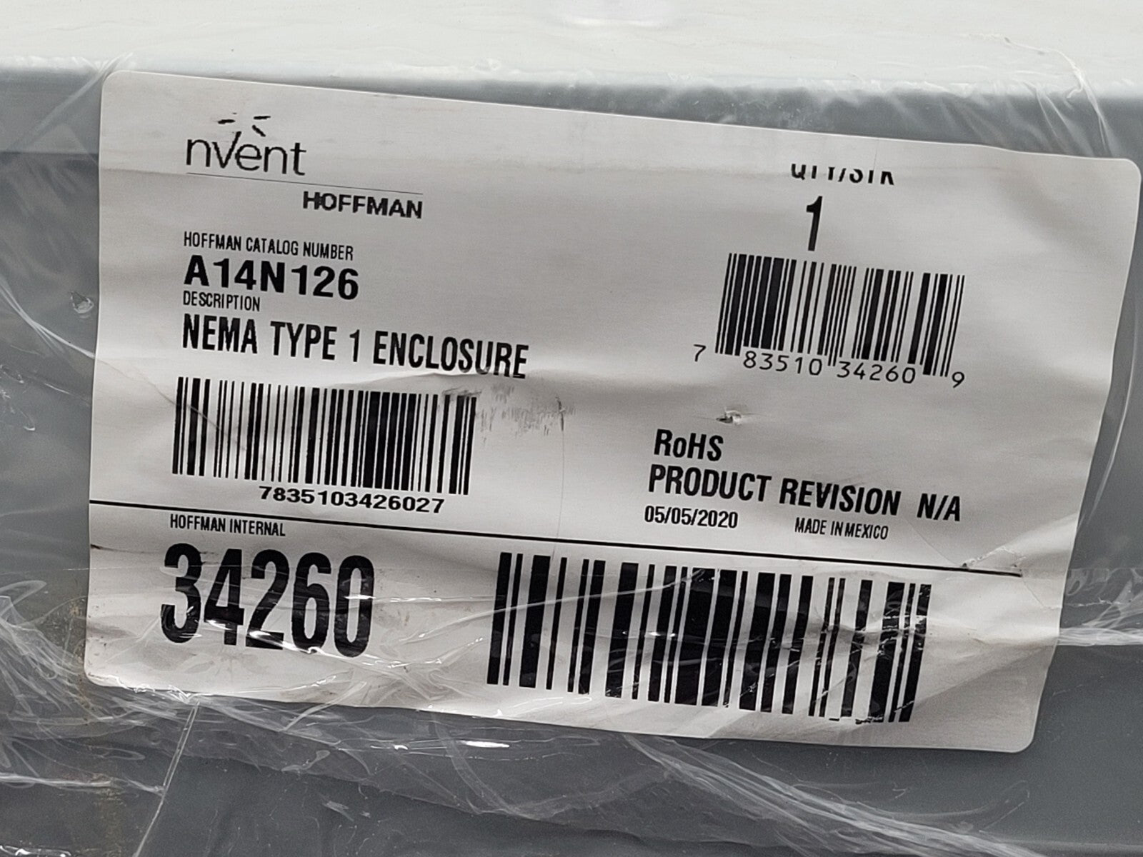 HOFFMAN Nvent A14N126 Metallic Enclosure Grey 14"x12"x6" w/ Hinged Door NEW