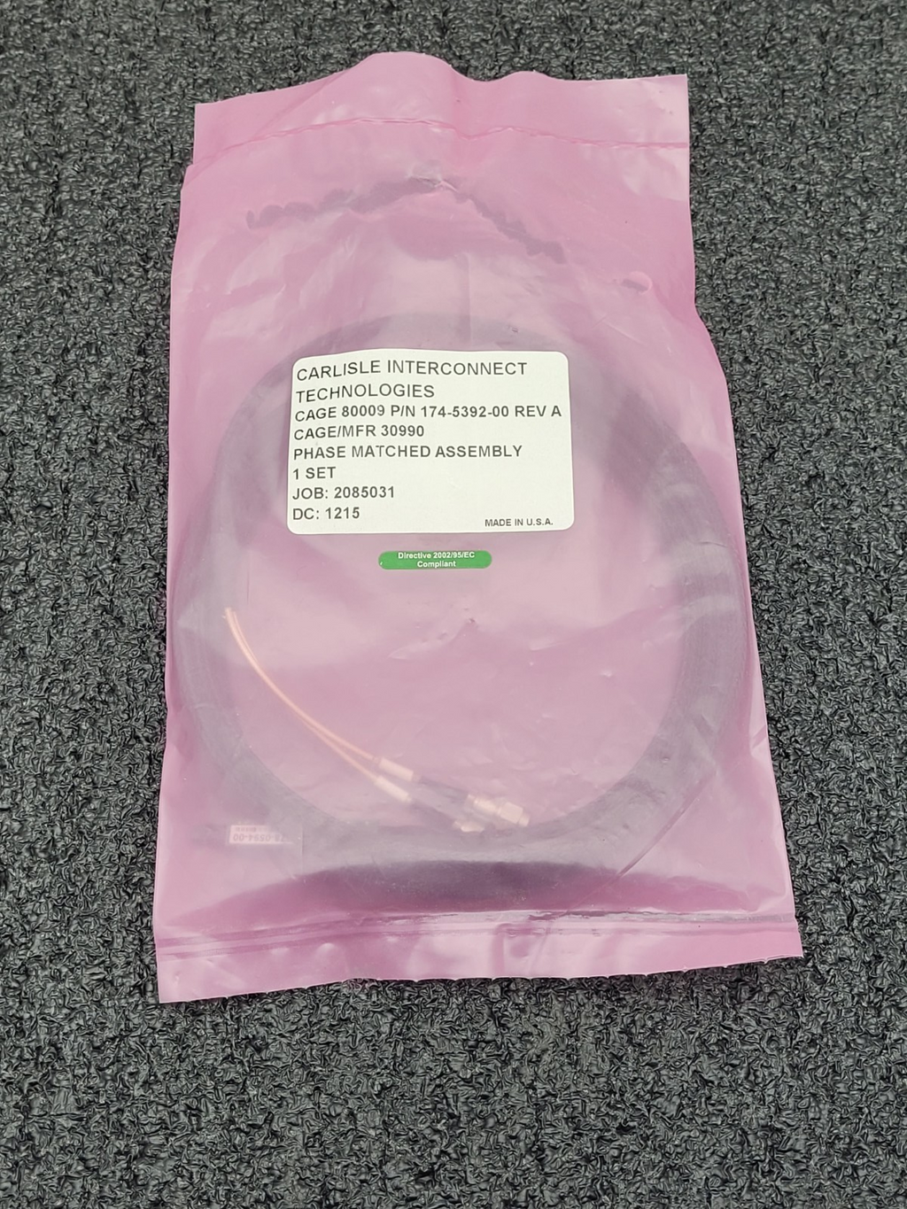 CARLISLE INTERCONNECT TECHNOLOGIES 174-5392-00 REV A PHASE MATCHED ASSEMBLY