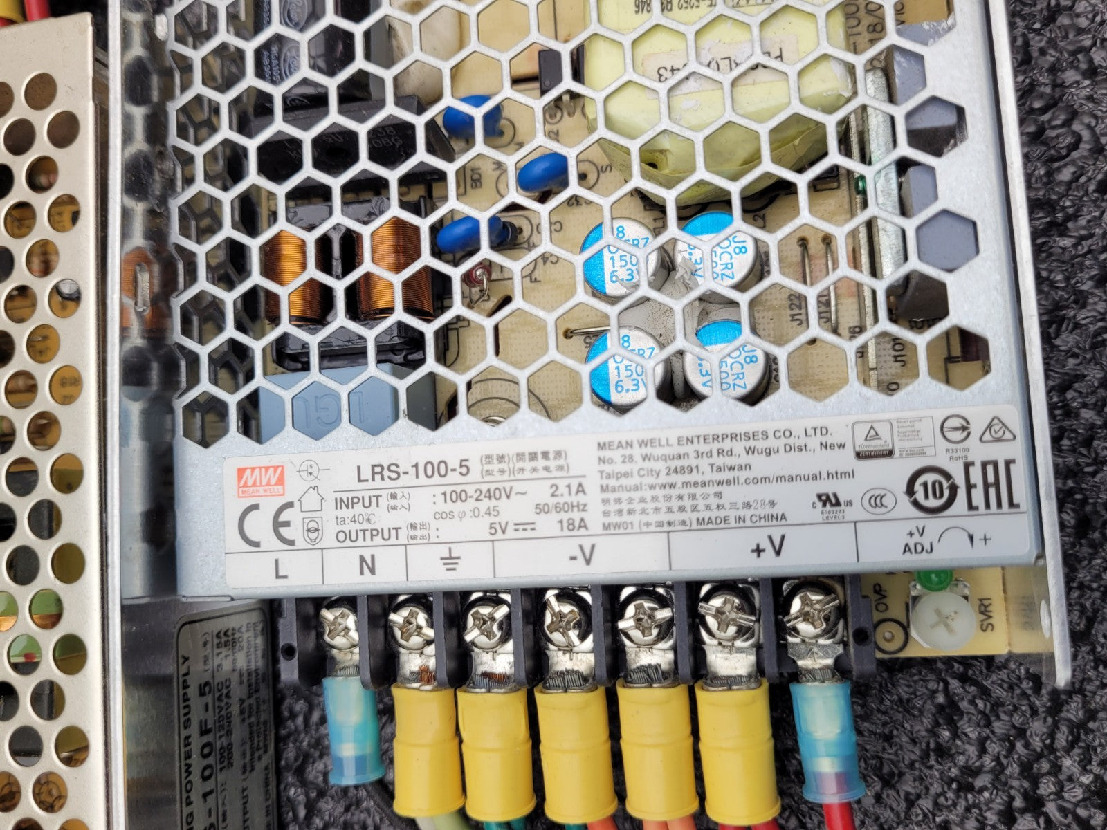 Lot of 11 Mean Well S-100F-5 RS-100-5 LRS-100-5 5VDC Output 16, 18, 20A Output