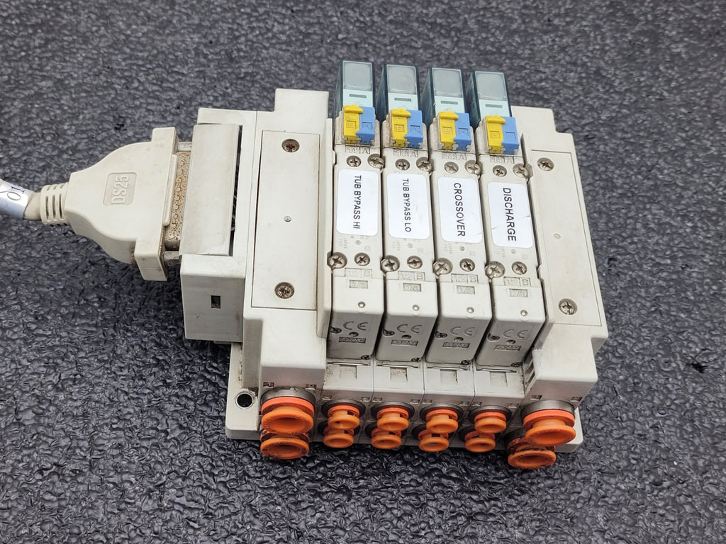 SMC SS5Y5-10F1-04B-N7 Pneumatic Dual Acting 4x Solenoid Valve Block