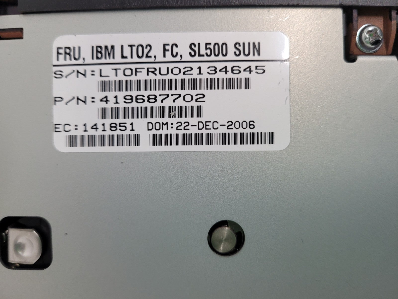 Sun StorageTek SL500 LTO2 IBM 2GB FC Tape Drive in Tray 419687702 LOT OF 2x