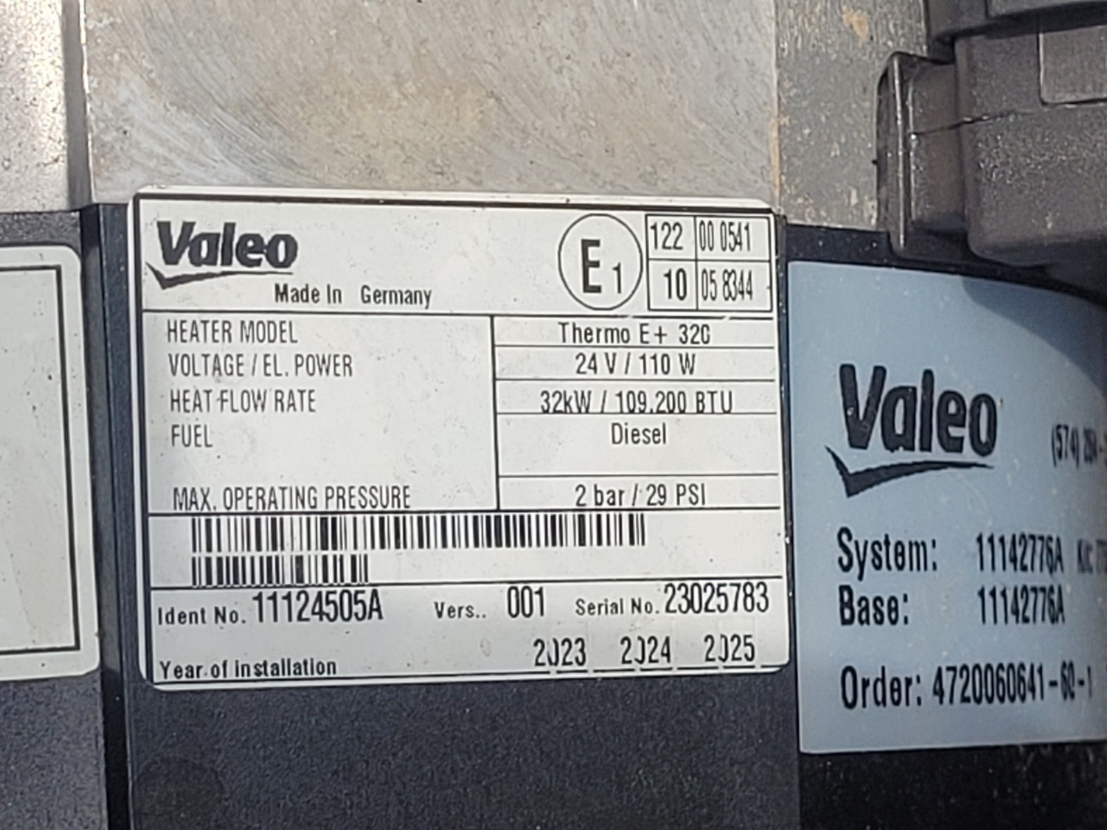 WEBASTO Valeo Thermo E + 320 1142776A 32kW Diesel Bus Heater 24V 2023 Year [D1]