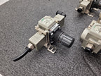 Lot of 3 SMC AR20-N02E-RZ, AR20-N02E-1Z Regulators 2x AFM20-N02-6CZ Air Filters