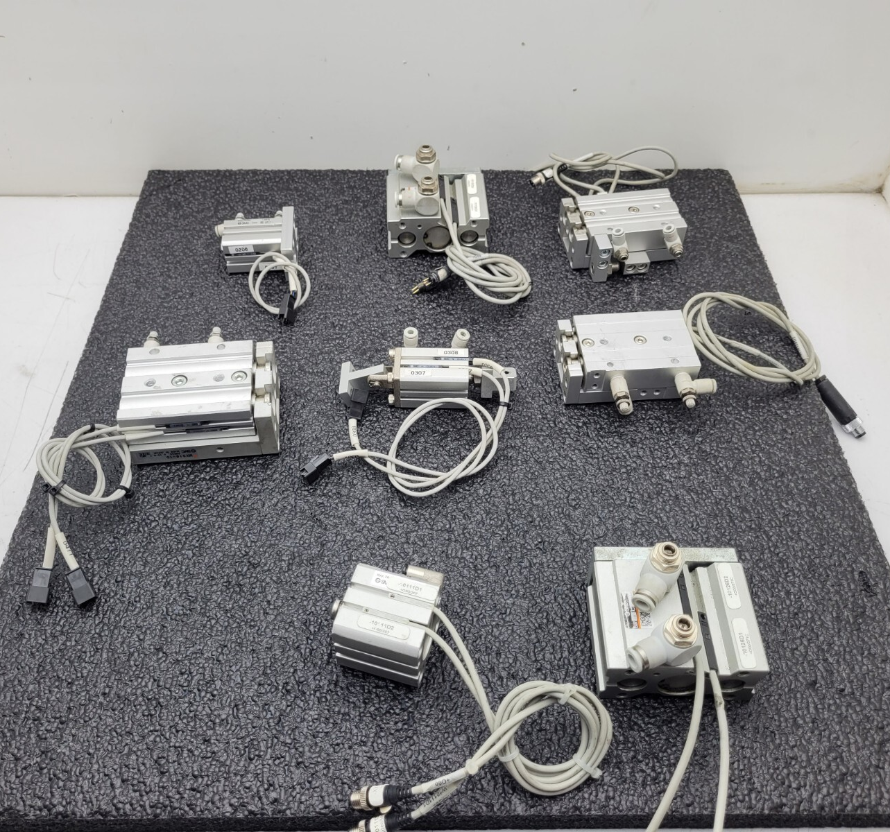 Lot of - 8 Assorted  SMC MXS 100PSI Linear Slide Guide Cylinder w/sensors