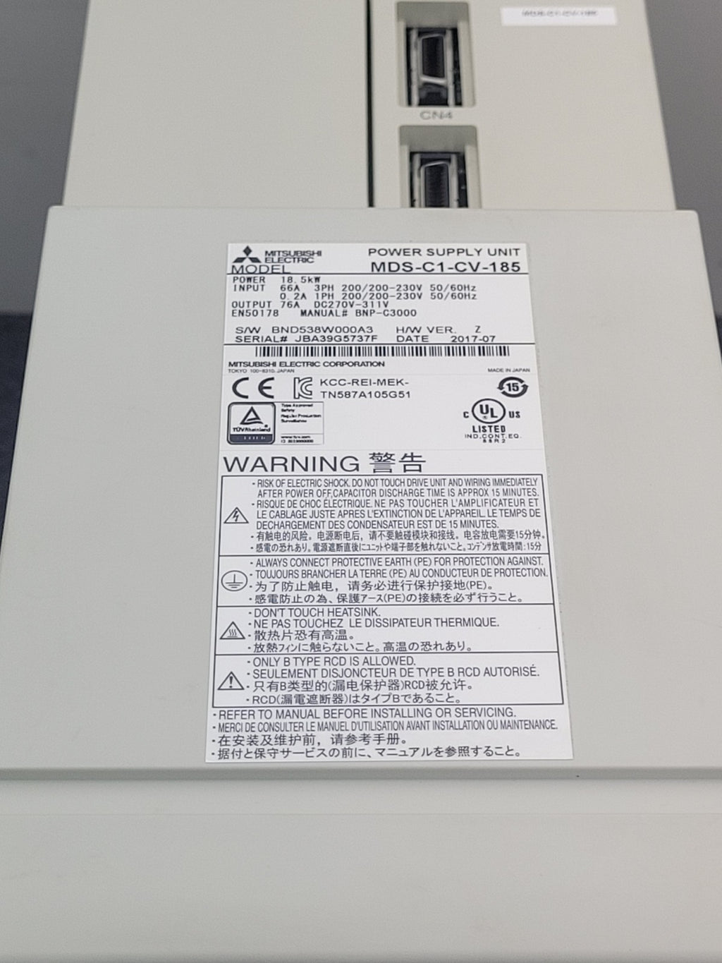 MITSUBISHI MDS-C1-CV-185 Power Supply 2017 Date Code