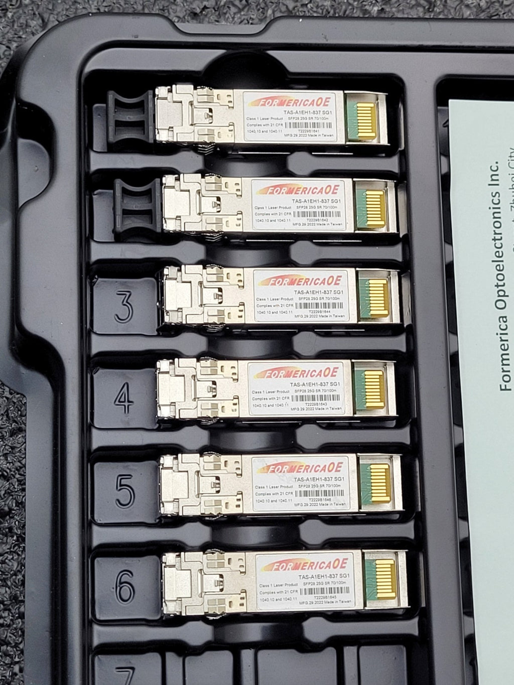 Lot of 7 Formerica 25GbE SFP+ Transceiver TAS-A1EH1-837 SG1 TAS-A1EH1-837 S1