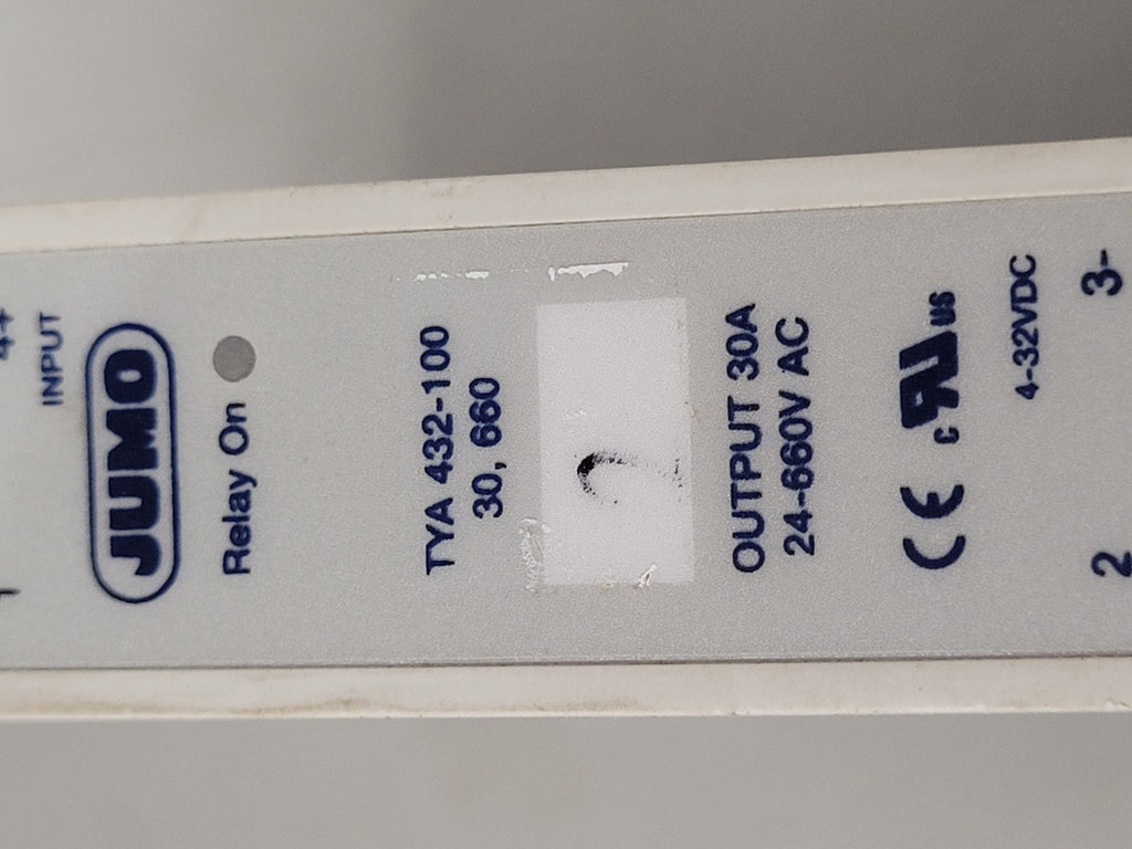 JUMO TYA432-100/30.660 Solid State Relay 4-32VDC Control  24-660VAC 30A Ouput