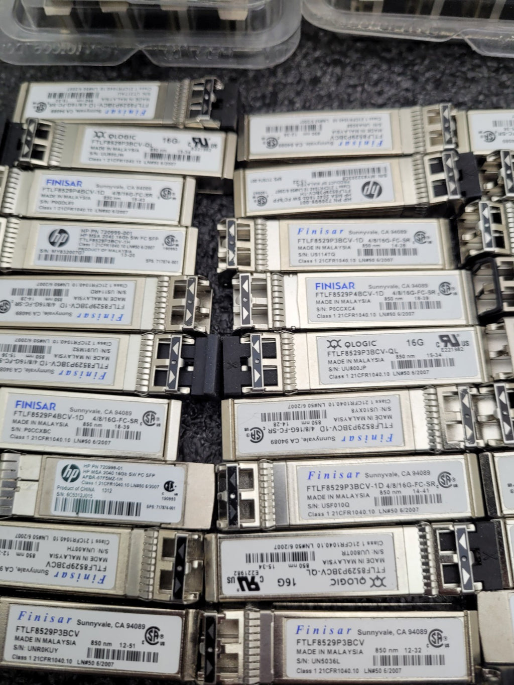 Lot of 61x Mixed FINISAR FTLF8529P3BCV-1D 4/8/16G-FC-SR SFP Optical Transceiver
