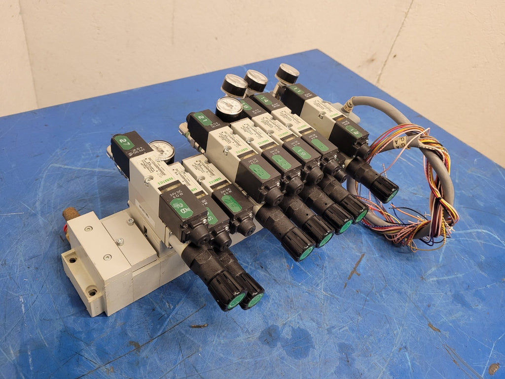 Numatics 9x Valve Solenoid 041SA400M0000F 7x Regulated Pneumatic Manifold N2